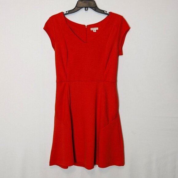 MERONA, Deep Orange, Short Cap Sleeve, Fit & Flare, Short Dress; Size M - Picture 1 of 5